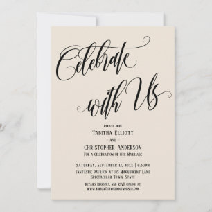 Celebrate with Us Elaborate Script Cream Invitation