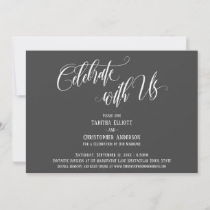 Celebrate with Us Elaborate Script Dark Grey Invitation