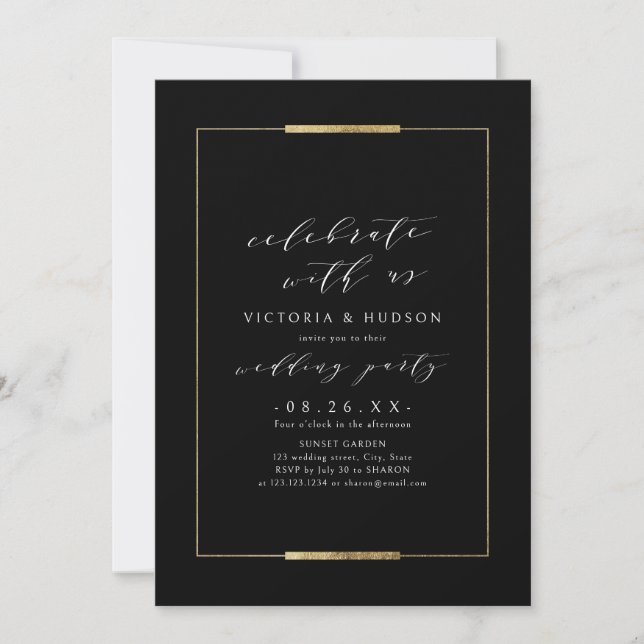 Celebrate With Us! Framed Elegance Simple Wedding Invitation (Front)