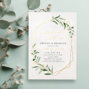 Celebrate With Us Greenery Geometric Wedding Party