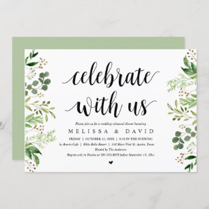 Celebrate with us, Greenery, Rehearsal Dinner Invi Invitation