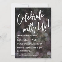 Celebrate With Us! Handwriting Grunge Bokeh