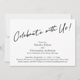 Celebrate with Us Handwriting Simple Black & White Invitation