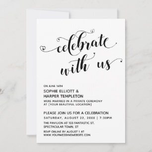 Celebrate with Us Hearts Black & White Reception Invitation