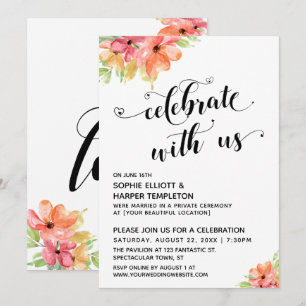 Celebrate with Us Hearts Script Florals Blush Pink Invitation