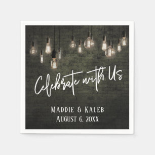 Celebrate with Us Industrial Bricks Edison Lights Napkin