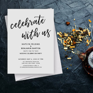 "Celebrate with Us" Modern Grey Wedding Party Invitation