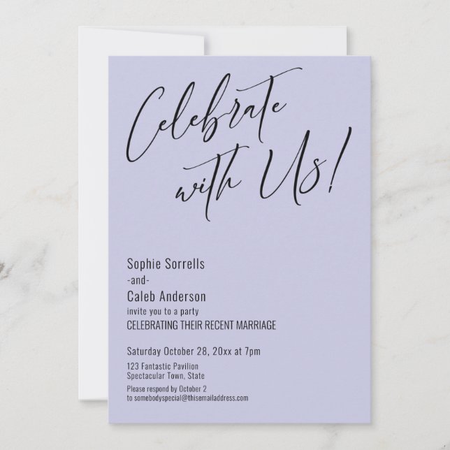 Celebrate with Us! Modern Lavender Wedding Party Invitation (Front)