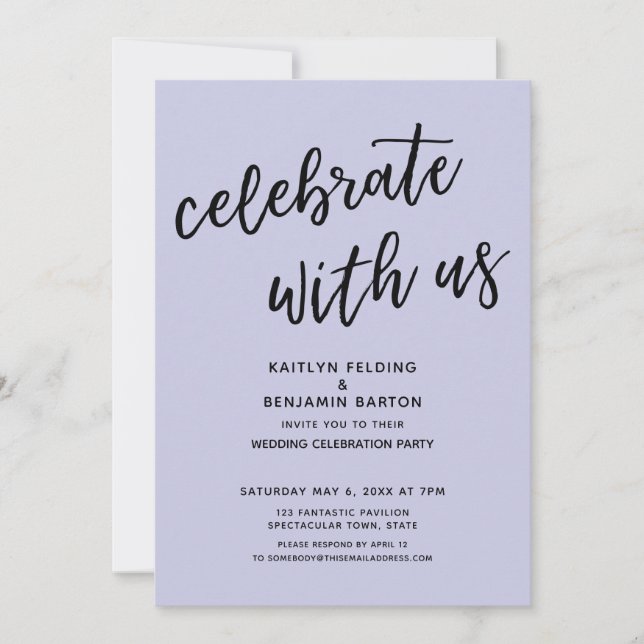 "Celebrate with Us" Modern Lavender Wedding Party Invitation (Front)