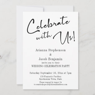 "Celebrate with Us!" Modern Simple Wedding Party Invitation