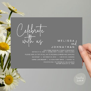 Celebrate with us, Modern Wedding Elopement Dinner Invitation