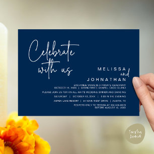 Celebrate with us, Modern Wedding Elopement Dinner Invitation