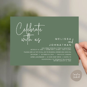 Celebrate with us, Modern Wedding Elopement Dinner Invitation