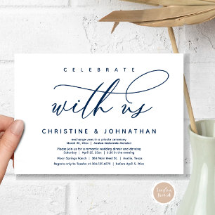Celebrate with us, Modern Wedding Elopement Dinner Invitation