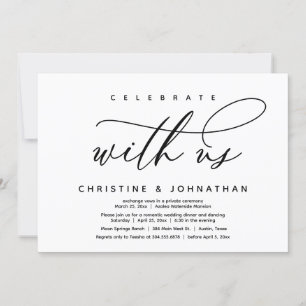Celebrate with us, Modern Wedding Elopement Dinner Invitation