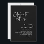 Celebrate with us, Modern Wedding Reception Invitation<br><div class="desc">Elegantly announce your happily ever after with our modern classy black white theme wedding elopement celebration invitation card, "Celebrate with us". Tailored for couples continuing their love story, this invitation strikes a perfect balance of sophistication and charm, setting the scene for an unforgettable event. Featuring a modern contemporary script design,...</div>