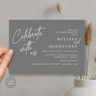 Celebrate with us, Modern Wedding Rehearsal Dinner Invitation
