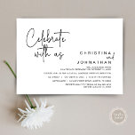 Celebrate with us, Post Wedding Elopement Party Invitation<br><div class="desc">Modern Black Script themed,  wedding elopement invitation card (celebrate with us). It is perfect for your wedding elopement reception / post wedding celebration party. Add your details in matching black font / lettering.</div>