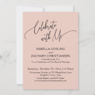 Celebrate with Us Pretty Handwriting Blush Pink Invitation