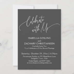 Celebrate with Us Pretty Handwriting Dark Grey Invitation