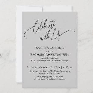 Celebrate with Us Pretty Handwriting Light Grey Invitation