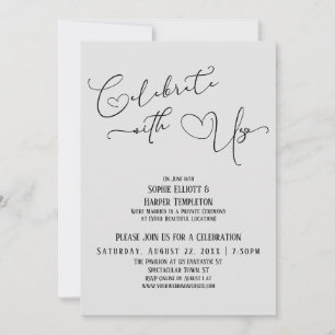 Celebrate with Us Pretty Light Grey Reception Only Invitation