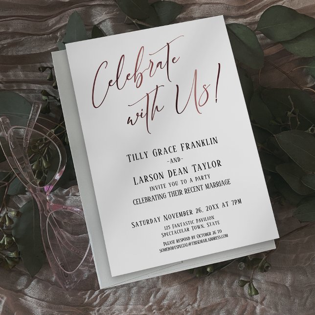Celebrate with Us! Rose Gold Wedding Party Invitation (Creator Uploaded)