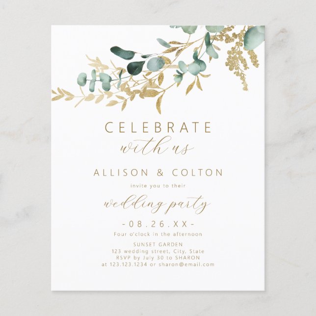 Celebrate With Us! rustic eucalyptus greenery boho (Front)
