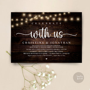 Celebrate with us, Rustic Wedding Dinner Elopement Invitation