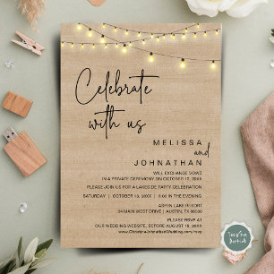 Celebrate With Us, Rustic Wedding Elopement Party Invitation