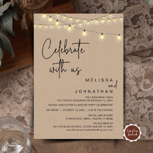 Celebrate With Us, Rustic Wedding Elopement Party Invitation