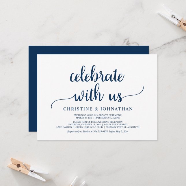 Celebrate with us, Rustic Wedding Elopement Party  Invitation (Front/Back In Situ)