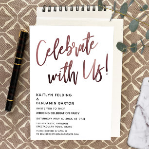Celebrate With Us! Simple Handwriting w/ Rose Gold Invitation
