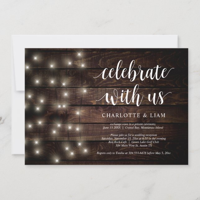 Celebrate with us, String Light, Wedding Elopement Invitation (Front)
