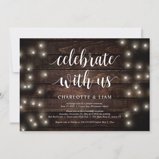 Celebrate with us, String Light, Wedding Elopement Invitation (Front)
