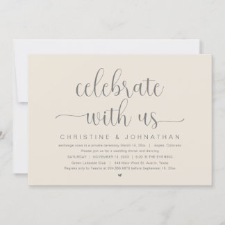 Celebrate with us, Wedding Elopement Dinner Party Invitation
