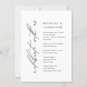 Celebrate with us, Wedding Elopement Dinner Party Invitation