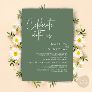 Celebrate with us, Wedding Elopement Dinner Party Invitation