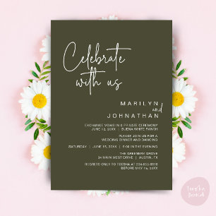 Celebrate with us, Wedding Elopement Dinner Party Invitation