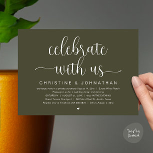 Celebrate with us, Wedding Elopement Dinner Party Invitation