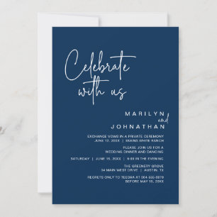 Celebrate with us, Wedding Elopement Dinner Party Invitation