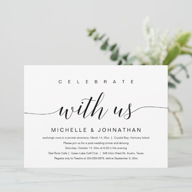 Celebrate with us, Wedding Elopement Invitation (Standing Front)