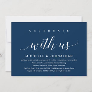 Celebrate with us, Wedding Elopement, Navy Blue In Invitation