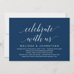 Celebrate with us, Wedding Elopement, Navy Blue In Invitation