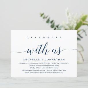 Celebrate with us, Wedding Elopement, Navy Blue Invitation