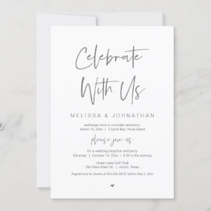 Celebrate with us, Wedding Elopement Party, Grey Invitation