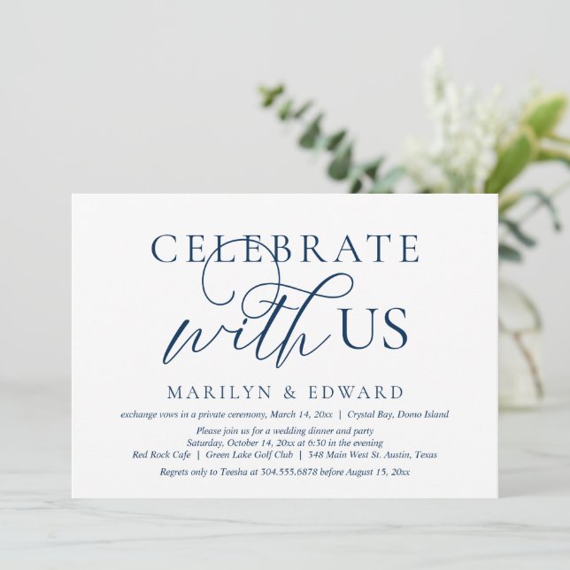 Celebrate with us, Wedding Elopement Party Invitat Invitation (Standing Front)