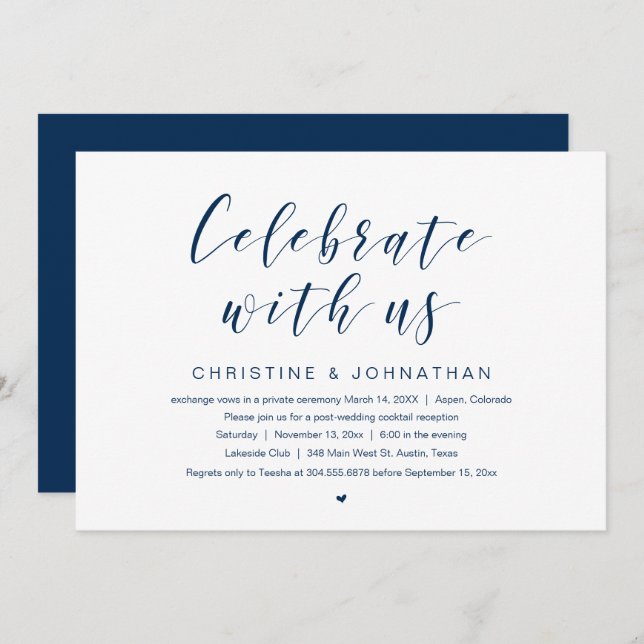 Celebrate with us, Wedding Elopement Party Invitat Invitation (Front/Back)