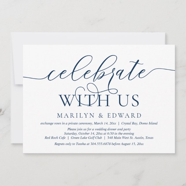 Celebrate with us, Wedding Elopement Party Invitation (Front)
