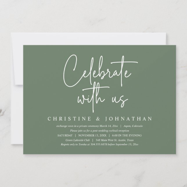 Celebrate with us, Wedding Elopement Party Invitation (Front)